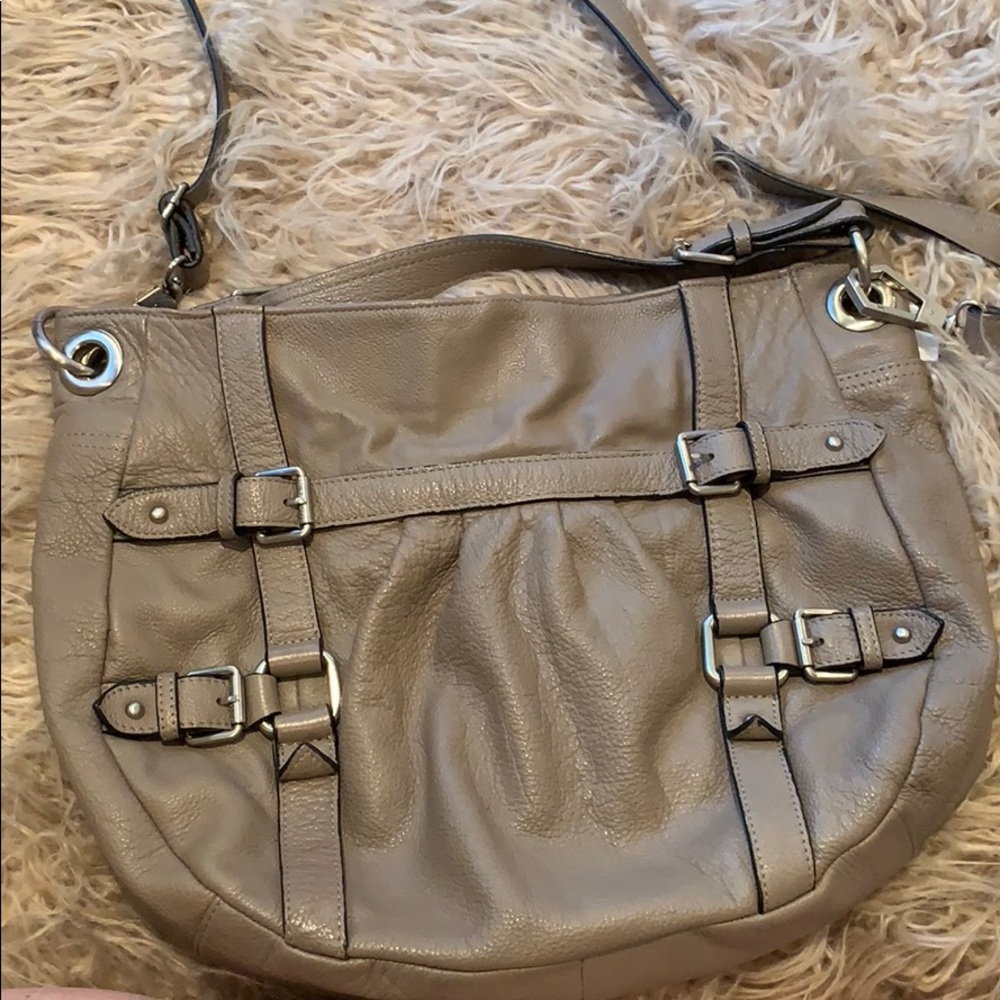 Vince Camuto pebbled leather grey shoulder bag